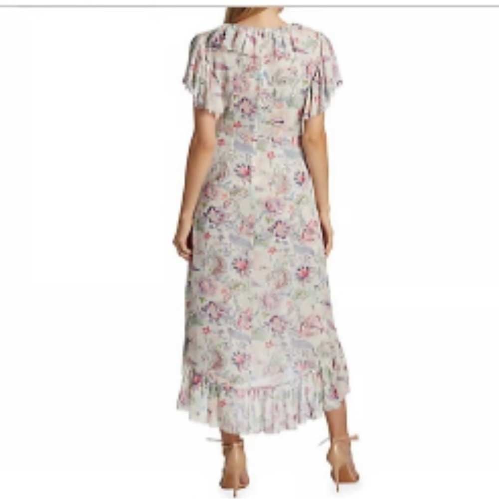 NWT‎ Cinq à Sept Sheilla Floral Ruffle Midi-Dress In Celeste Size 6 reg $465 - Picture 3 of 7